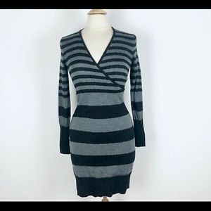 Striped knee length sweater dress